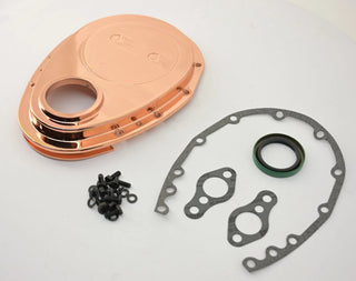 Aluminum 1955-95 Chevy SB 283-305-327-350-400 Timing Chain Cover Kit - Copper