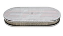 CHEVY FORD MOPAR 19" OVAL POLISHED ALUMINUM (DUAL QUAD) AIR CLEANER - BALL MILLED - WITH PAPER FILTER