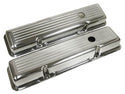 1958-86 CHEVY SMALL BLOCK 283-305-327-350-400 SHORT POLISHED ALUMINUM VALVE COVERS - BALL MILLED