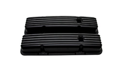 CHEVY SB 283-400 SHORT VALVE COVERS – ALUMINUM – FINNED – BLACK