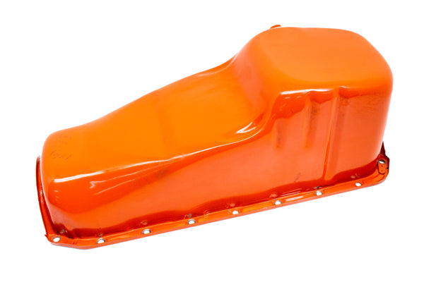 1958-79 CHEVY SMALL BLOCK 283-305-327-350-400 STOCK OEM STYLE OIL PAN - ORANGE