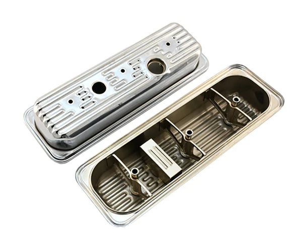 Steel Valve Covers with Bolt Kit Fits 1985–1993 Chevy/GMC 4.3L V6 – Center Bolt – Ball Milled – Chrome