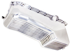 ALUMINUM 1986–02 CHEVY SB 262–400 STOCK CAPACITY OIL PAN – RETRO FINNED – BAFFLED – CHROME