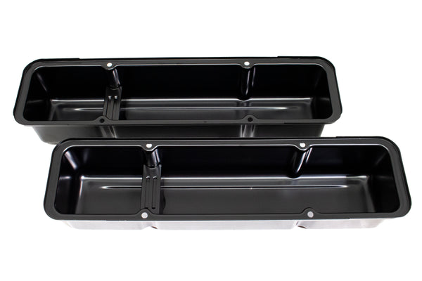 1958-86 CHEVY SMALL BLOCK 283-305-327-350-400 TALL STEEL VALVE COVERS - BLACK