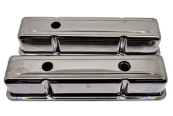 STEEL 1958-86 CHEVY SB 283-400 1 HOLE - 2 HOLE SCREW IN TALL VALVE COVERS - BAFFLED-BLACK CHROME