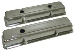 1958-86 CHEVY SMALL BLOCK 283-305-327-350-400 OEM STYLE SHORT VALVE COVERS - BLACK CHROME