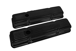 Steel Short Valve Covers – Fits 1958–1986 Chevy Small Block 283-350 V8 – Embossed 327 Logo – Black