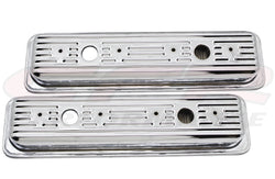 STEEL 1987-00 CHEVY-GMC 5.0L & 5.7L CENTER BOLT VALVE COVERS- CHROME (BOTH SIDE TWO HOLE ONLY)
