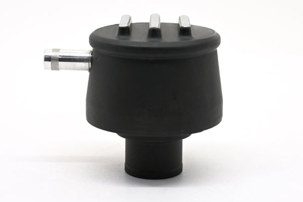 ALUMINUM BREATHER PCV VALVE  POLISHED FINNED - BLACK