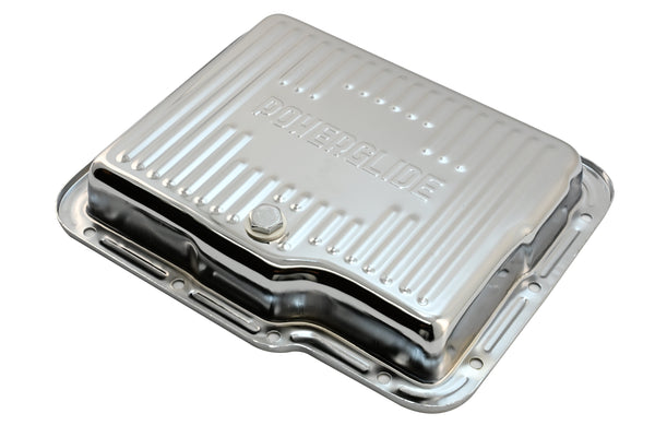 CHEVY-GM POWERGLIDE STEEL TRANSMISSION PAN - CHROME