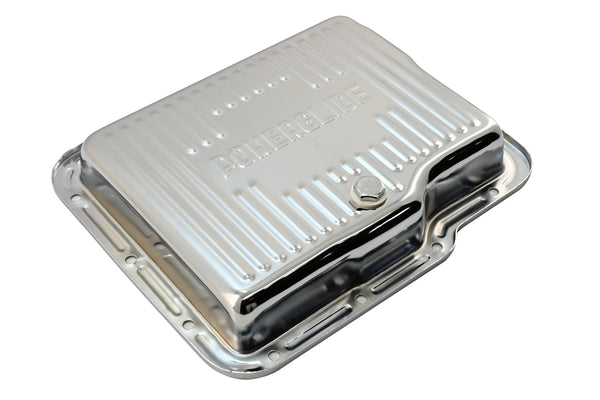 CHEVY-GM POWERGLIDE STEEL TRANSMISSION PAN - CHROME