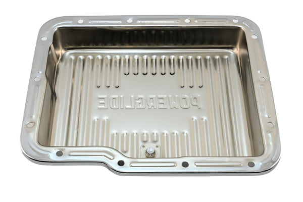 CHEVY-GM POWERGLIDE STEEL TRANSMISSION PAN - CHROME