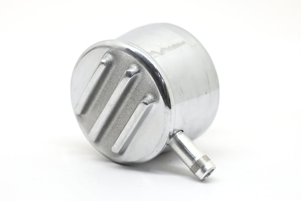 ALUMINUM ROUND BREATHER PCV VALVE  POLISHED FINNED - POLISHED