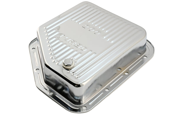CHEVY-GM TURBO TH-200 STEEL TRANSMISSION PAN - CHROME