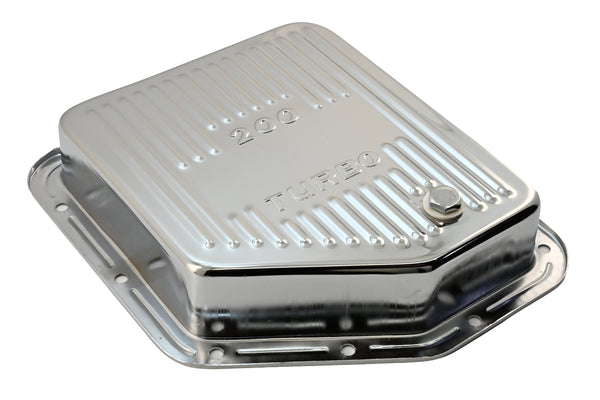 CHEVY-GM TURBO TH-200 STEEL TRANSMISSION PAN - CHROME