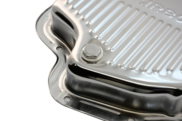 CHEVY-GM TURBO TH-400 STEEL TRANSMISSION PAN - CHROME