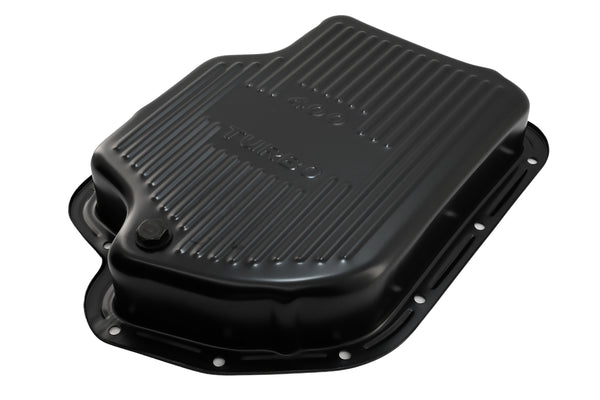 CHEVY-GM TURBO TH-400 STEEL TRANSMISSION PAN (DEEP SUMP) - BLACK