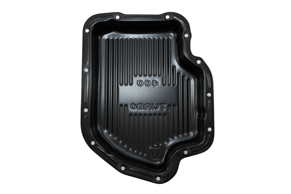 CHEVY-GM TURBO TH-400 STEEL TRANSMISSION PAN (DEEP SUMP) - BLACK