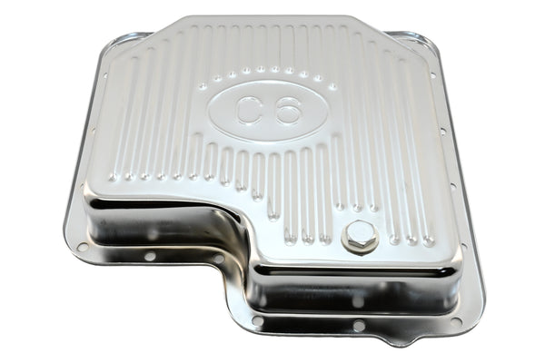Steel Transmission Pan Kit Fits Ford C6 Stock Capacity w/ Gasket and Bolts – Chrome