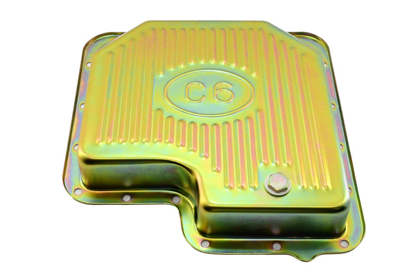 Steel Transmission Pan Kit Fits Ford C6 - Stock Capacity w/ Gasket and Bolts - Zinc-Plated