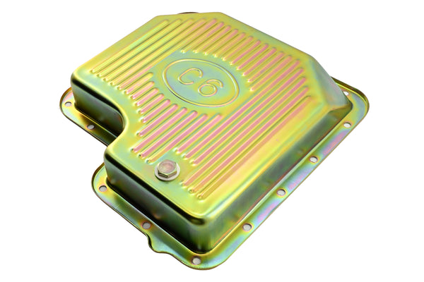 Steel Transmission Pan Kit Fits Ford C6 - Stock Capacity w/ Gasket and Bolts - Zinc-Plated