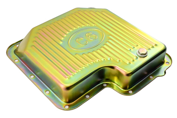 Steel Transmission Pan Kit Fits Ford C6 - Stock Capacity w/ Gasket and Bolts - Zinc-Plated