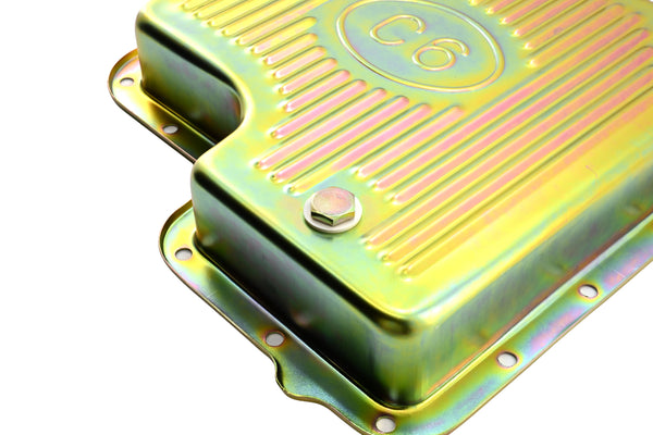 Steel Transmission Pan Kit Fits Ford C6 - Stock Capacity w/ Gasket and Bolts - Zinc-Plated