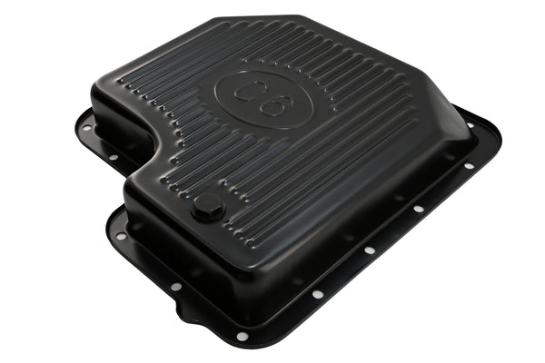 Steel Transmission Pan Kit Fits Ford C6 - Stock Capacity w/ Gasket and Bolts - Black