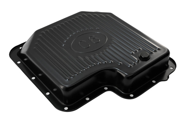 Steel Transmission Pan Kit Fits Ford C6 - Stock Capacity w/ Gasket and Bolts - Black