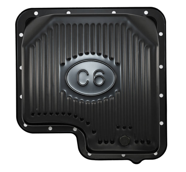 Steel Transmission Pan Kit Fits Ford C6 - Stock Capacity w/ Gasket and Bolts - Black