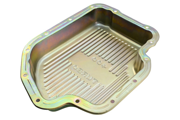CHEVY-GM TURBO TH-400 STEEL TRANSMISSION PAN (DEEP SUMP) - ZINC