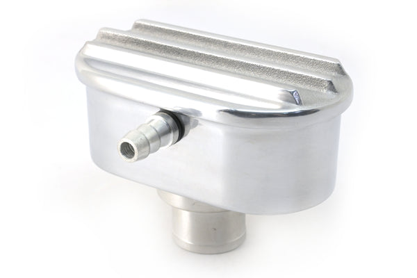 CHEVY-FORD-MOPAR POLISHED BILLET ALUMINUM BREATHER W- TUBE - FINNED