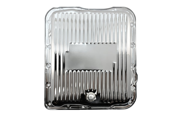 Steel Transmission Pan – Fits GM 700R4 / 4L60E / 4L65E – Finned – Chrome