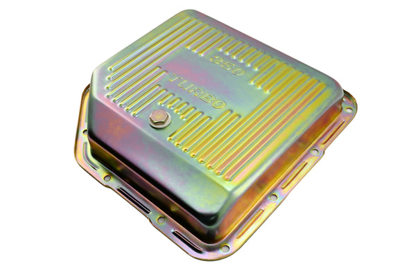 Steel Transmission Pan – Fits Chevy/GM TH-350 Turbo – Stamped "350 Turbo" Logo – Zinc-Plated
