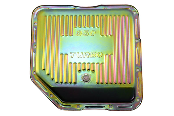 Steel Transmission Pan – Fits Chevy/GM TH-350 Turbo – Stamped "350 Turbo" Logo – Zinc-Plated
