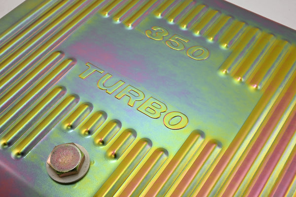 Steel Transmission Pan – Fits Chevy/GM TH-350 Turbo – Stamped "350 Turbo" Logo – Zinc-Plated