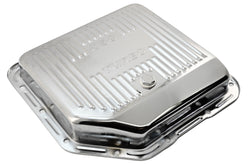 Steel Transmission Pan – Fits Chevy/GM TH-350 Turbo – Stamped "350 Turbo" Logo – Chrome