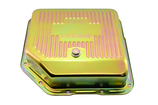 Steel Transmission Pan – Fits Chevy/GM TH-350 Turbo – Deep Sump – Stamped "350 Turbo" Logo – Zinc-Plated