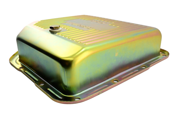 Steel Transmission Pan – Fits Chevy/GM TH-350 Turbo – Deep Sump – Stamped "350 Turbo" Logo – Zinc-Plated