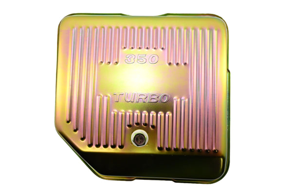 Steel Transmission Pan – Fits Chevy/GM TH-350 Turbo – Deep Sump – Stamped "350 Turbo" Logo – Zinc-Plated
