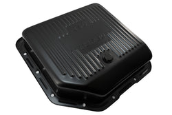 Steel Transmission Pan – Fits Chevy/GM TH-350 Turbo – Deep Sump – Stamped "350 Turbo" Logo – Black