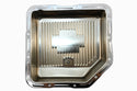 Steel Transmission Pan – Fits Chevy/GM TH-350 Turbo – Deep Sump – Stamped "350 Turbo" Logo – Chrome