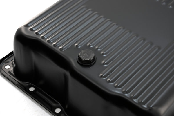 Steel Transmission Pan – Fits GM 700R4 / 4L60E / 4L65E – Deep Sump – Black