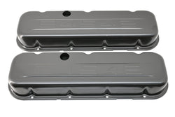 Steel Short Valve Covers – Fits 1965–95 Big Block Chevy 396-502 V8 – Embossed 454 Logo – Black