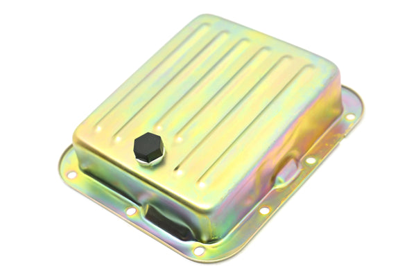 Steel Ford C4 Transmission Pan – Stock Capacity, Zinc Coated (Pan Fill Style)
