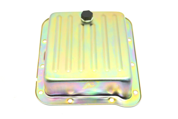 Steel Ford C4 Transmission Pan – Stock Capacity, Zinc Coated (Pan Fill Style)