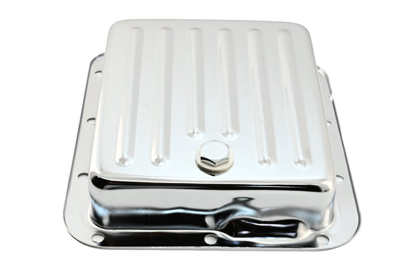 Steel Transmission Pan Fits Ford C4 – Stock Capacity – Case Fill Style – Chrome