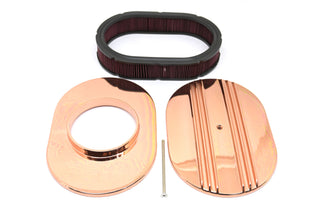 Chevy/Ford/Mopar Aluminum 12" Oval Air Cleaner – Polished Partial Finned - Copper