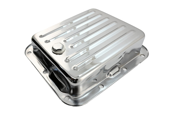 Steel Transmission Pan Fits Ford C4 – Stock Capacity – Pan Fill Style – Chrome