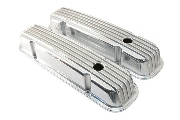 PONTIAC 326-455 POLISHED ALUMINUM VALVE COVERS - FINNED